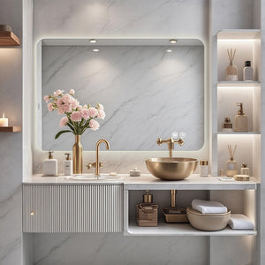 English Elm Rectangular Backlit Mirror Bathroom 24"X36" - Modern Led Illumination, Anti-Fog, & Memory Function W2203P356276-GIGA