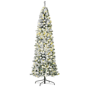 English Elm Homcom 7.5Ft Snow-Flocked Douglas Fir Christmas Tree With 350 Warm White Leds & Realistic Look W2225P229805