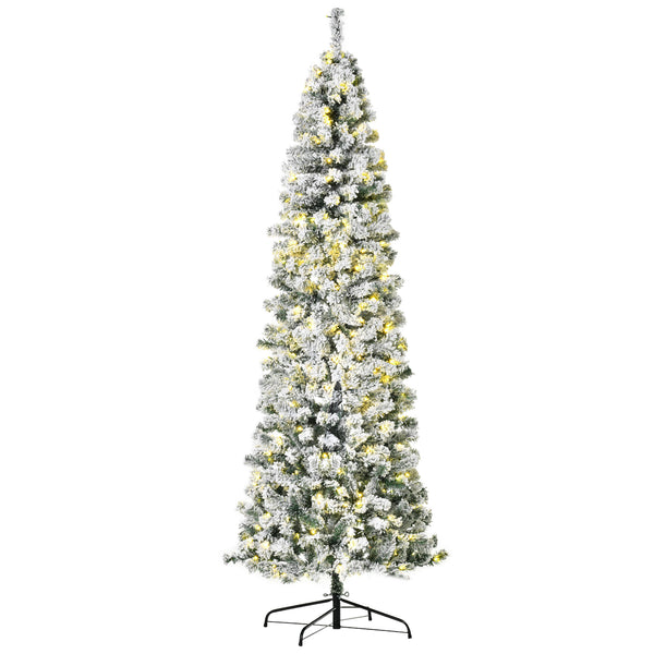 English Elm Homcom 7.5Ft Snow-Flocked Douglas Fir Christmas Tree With 350 Warm White Leds & Realistic Look W2225P229805