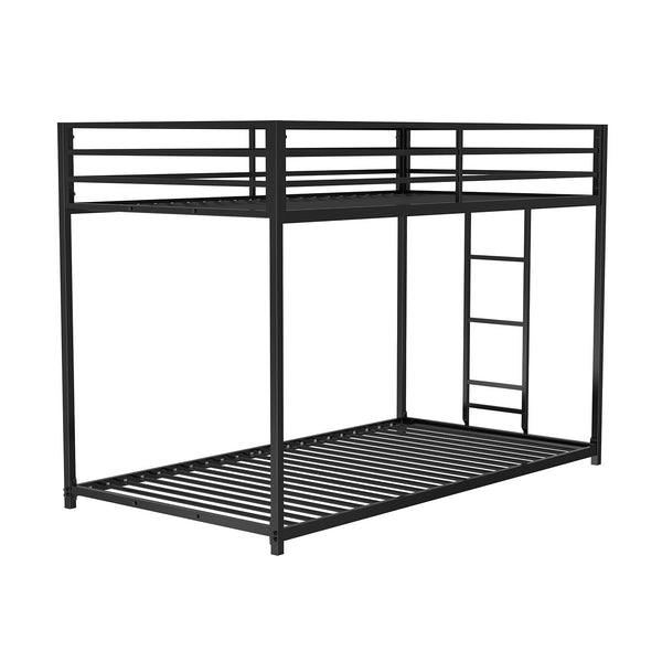English Elm Contemporary Twin-Over-Full Metal Bunk Bed with Attached Ladder, Durable Industrial Frame, Guest-Ready Design Matte Black 83 L x 15 W x 6 H B2741P391247