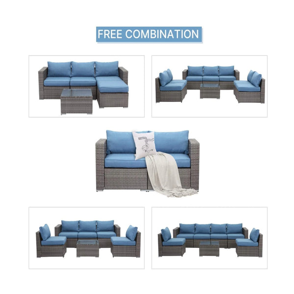 English Elm 59" Modular Pe Rattan Outdoor Loveseat Set with Uv Resistant Olefin Cushions for Patios B082P455122