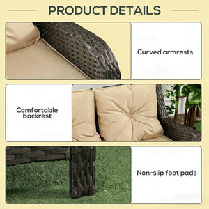 English Elm Patio Three-seat Outdoor Sofa Handwoven Pe Rattan Steel Frame with Foam Cushions T3971P446225