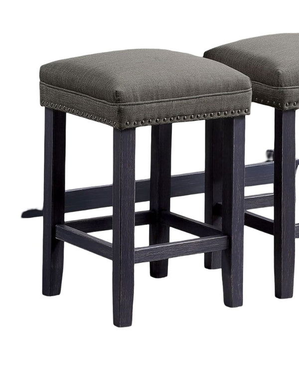 English Elm 3pc Dining Table Set with 48" Counter, 2 Padded Upholstered Stools, Nailhead Trim, USB Port B2741P384390