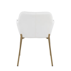 English Elm Daniella Contemporary Dining Chair Set Of 2 - Gold Metal & White Faux Leather, Modern Elegance B202S01329