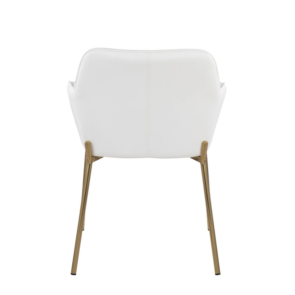 English Elm Daniella Contemporary Dining Chair Set Of 2 - Gold Metal & White Faux Leather, Modern Elegance B202S01329