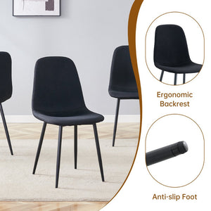 English Elm Table Modern Extendable Dining Set With 4 Black Linen-Cotton Chairs For Stylish Gatherings & Comfort W1151S04141-GIGA