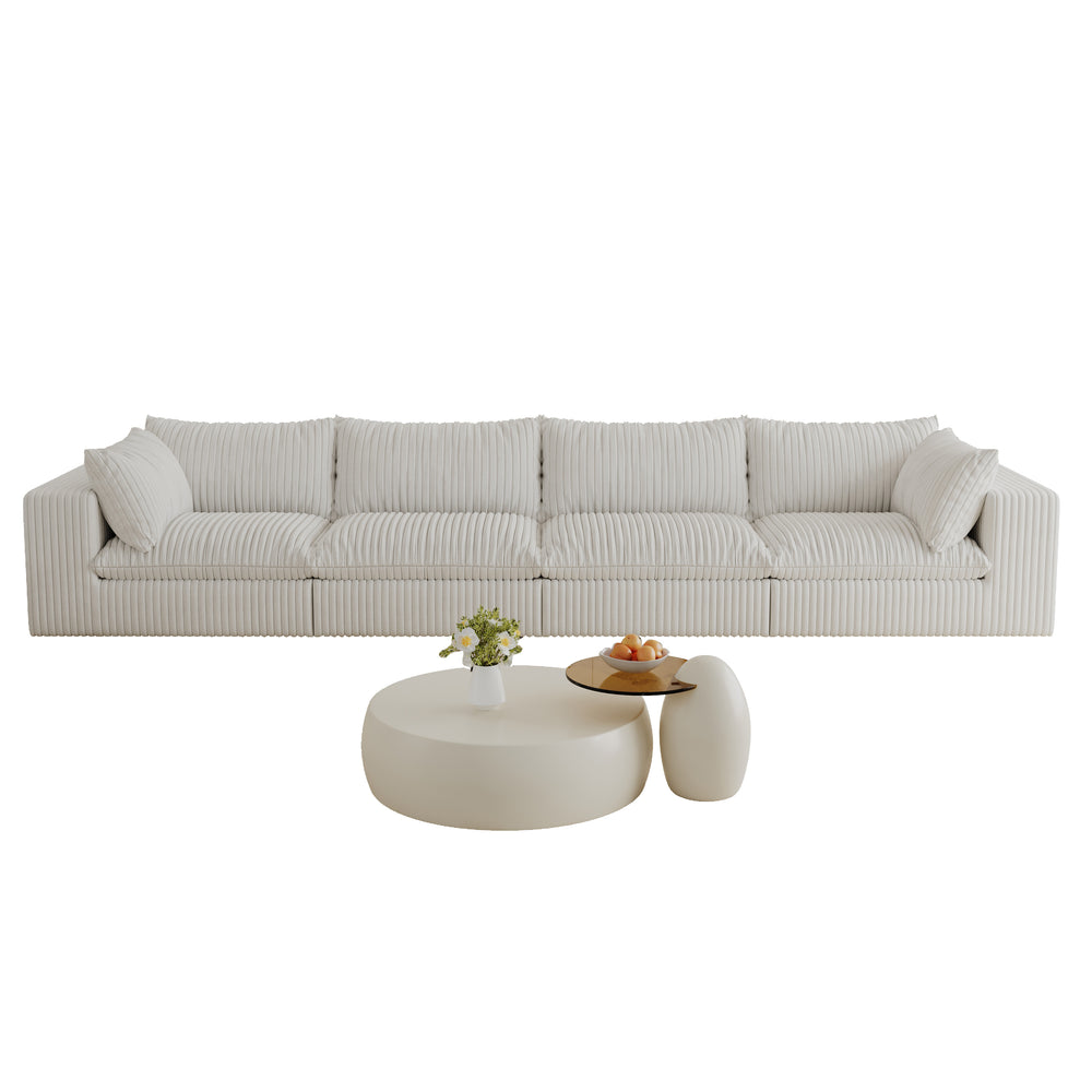 English Elm 157.6"Cloud 157.6" Cloud Sofa – Luxurious Modular Corduroy Couch With Removable Cushions & Customizable Layout Options W2824S00096