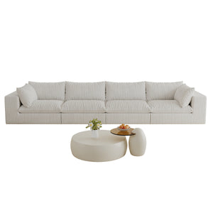 English Elm 157.6"Cloud 157.6" Cloud Sofa – Luxurious Modular Corduroy Couch With Removable Cushions & Customizable Layout Options W2824S00096