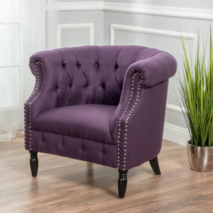 English Elm Christopher Knight Home® - CLUB Velvet Accent Chair with Kiln-Dried Legs — Plush Mid-Century Design, Compact Luxurious Seating Plum 33 L x 30 W x 25 H 59259.00FPLU