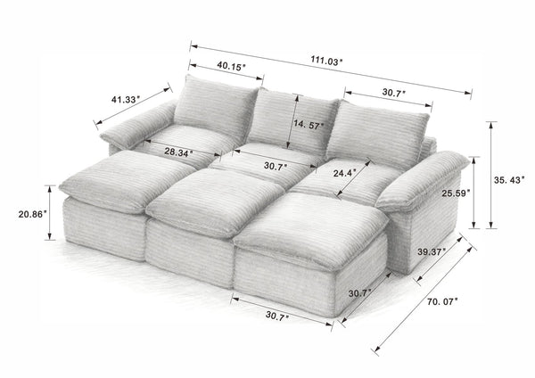 English Elm Modern Corduroy Cloud Sofa – Stylish Modular Design For Ultimate Comfort In Living Rooms & Offices W3396S00035