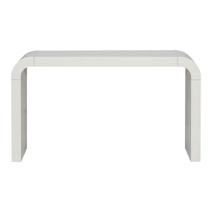 English Elm U_style Acacia Veneer Minimalist Console Table Slim Two Leg Frame for Entryway Halls White N711P213374K