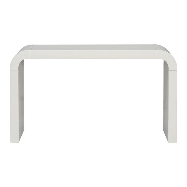 English Elm U_style Acacia Veneer Minimalist Console Table Slim Two Leg Frame for Entryway Halls White N711P213374K
