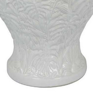English Elm Deni White Ceramic Temple Jar with Embossed Texture and Removable Lid for Console Tables B056P416855