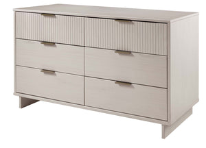 English Elm Granville 55" Modern Dresser In Light Gray With 6 Drawers, Gold Hardware & Textured Design Elegance B365S00091