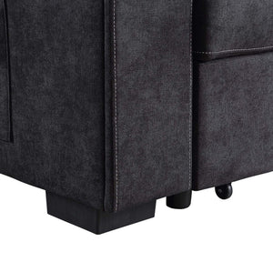 English Elm Ollie Woven Fabric Sleeper Sectional with Storage Chaise and Built-in Charging Ports Black B2749S00017