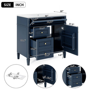 English Elm 36'' Modern Bathroom Vanity With Single Sink, 2 Drawers & Adjustable Shelf For Stylish Storage Solutions SW000119AAC-2