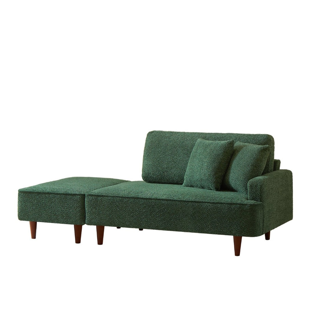 English Elm Indoor Boucle Chaise Lounge with Detachable Ottoman Convertible Daybed Bedroom Reading Nook Green W5515P438696