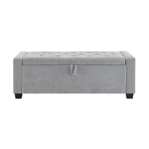 English Elm 48" Tufted Chenille Storage Bench Diamond Stitched Lift Top Seat for Bedroom Entryway Light Grey W2671P386666