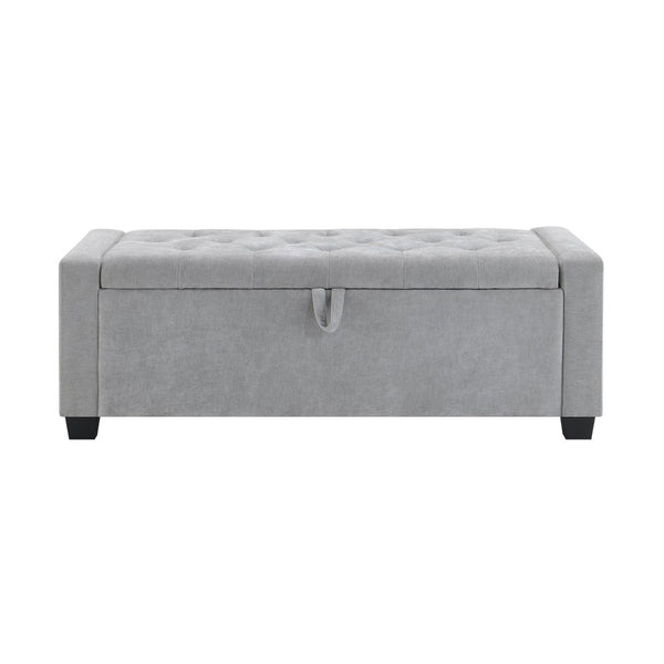 English Elm 48" Tufted Chenille Storage Bench Diamond Stitched Lift Top Seat for Bedroom Entryway Light Grey W2671P386666