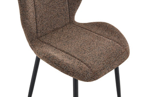 English Elm 4 Retro Fabric Dining Chairs with Cushioned Seats Black Powder Coated Legs for Any Room Brown+Black W1151P458011