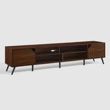 Noah Mid-century Modern 80" TV Stand in Dark Walnut - Sleek Design with Spacious Storage & Style