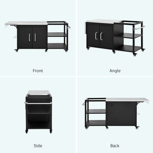 English Elm K&k Stainless Steel Outdoor Grill Cart with Cabinet Drop Leaf and Swivel Casters N707P397500B