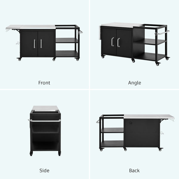 English Elm K&k Stainless Steel Outdoor Grill Cart with Cabinet Drop Leaf and Swivel Casters N707P397500B