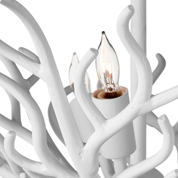 Snowfall Semi-Flush Mount Light Fixture in Gesso White - Elegant Wrought Iron Design for Coastal Spaces