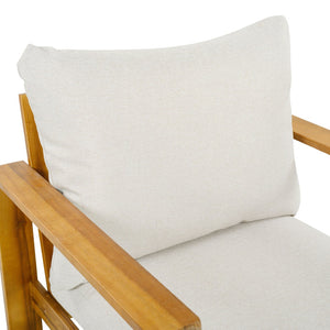 English Elm Outdoor Acacia Hardwood Patio Chair with Water-repellent Cushions for Deck or Garden N757P354832B