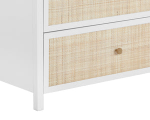 Sunpan Tierra Dresser - Coastal-Inspired Elegance with Rattan Detailing and Soft-Close Drawers for Style Small - 63W x 17.75D x 33.5H