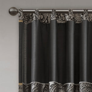 English Elm Jacquard Curtain Panel Pair - Luxurious Paisley Weave With Metallic Accents For Elegant Windows B03598084