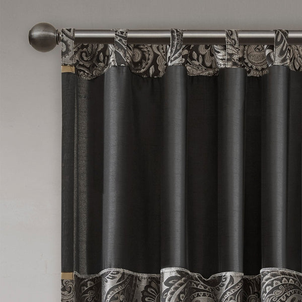 English Elm Jacquard Curtain Panel Pair - Luxurious Paisley Weave With Metallic Accents For Elegant Windows B03598084