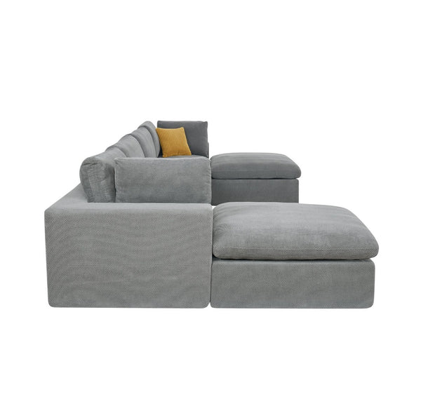 English Elm Modular Cloud Sectional Sofa Deep Seat U-shape Design for Large Living Rooms Light Grey W5568S00007