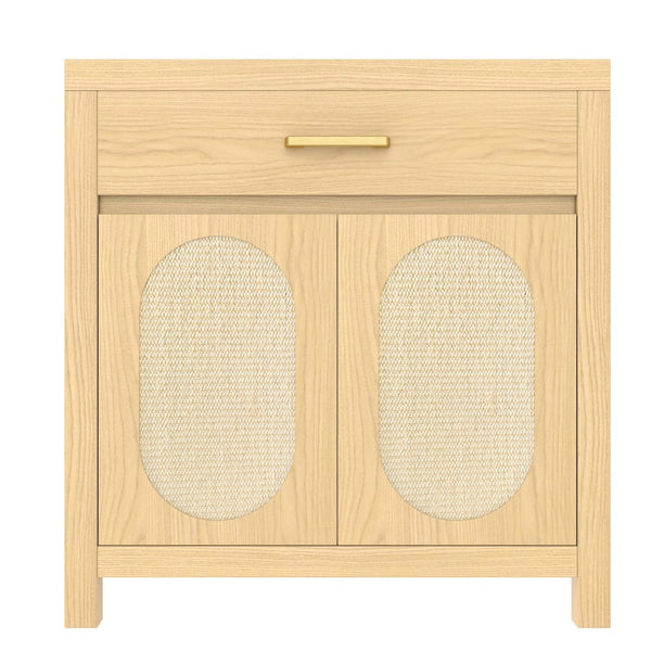 English Elm Cat Litter Box Cabinet with Sisal Doors Storage Drawer and Nightstand Surface N704P379111N