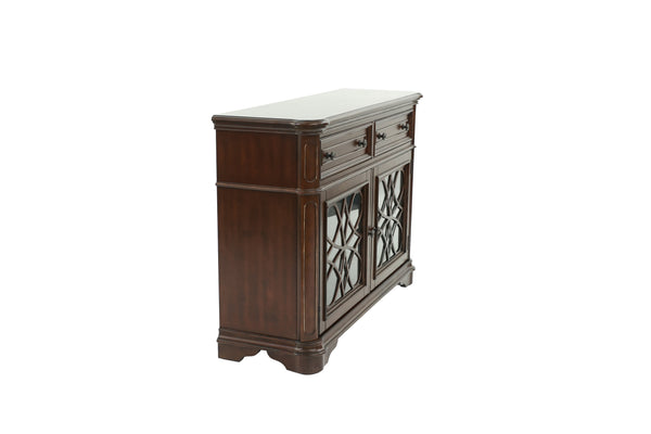English Elm Traditional Elegant Server with Spacious Drawers and Cabinet Storage for Dining Room Organization and Style Dark Oak 59 L x 44 W x 27 H B011P395603