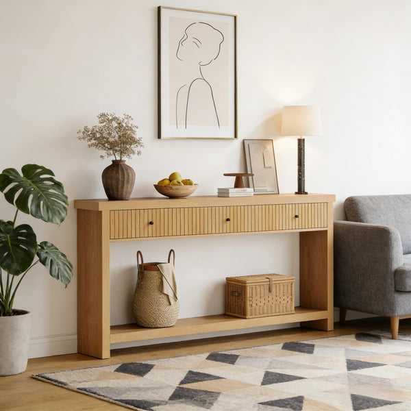 English Elm Coffee Console Table Industrial Metal Frame Vintage Wood Grain 2 Tier Entryway Sofa T3971P447512