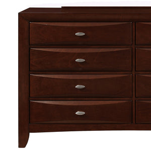 English Elm LUCILLE Spacious Chest of Drawers with Chambered Fronts and Solid Wood Construction, Sleek Tone Finish Walnut Brown 60.47 L x 18.94 W x 43.19 H B201P294818