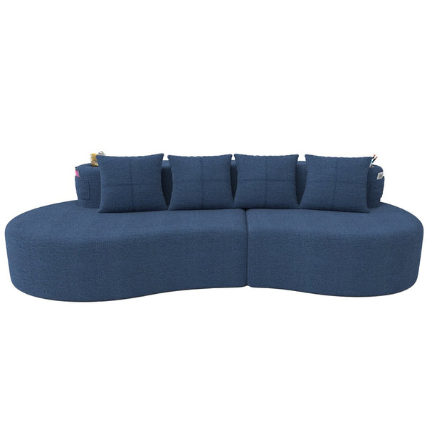 English Elm Modern Half Moon Chenille Sectional Three Seat Curved Sofa for Living Room or Apartment Navy W395P435340