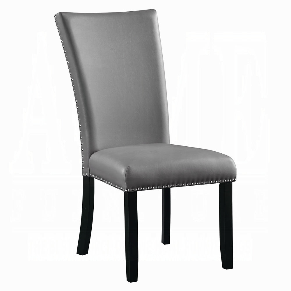 English Elm Modern Upholstered Side Chairs Set of 2 Gray Synthetic Leather Dining Chairs with Nailhead Trim, Black Legs, Comfortable Design for Entertaining B2741P336522