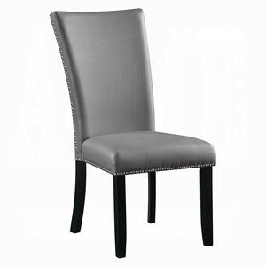 English Elm Modern Upholstered Side Chairs Set of 2 Gray Synthetic Leather Dining Chairs with Nailhead Trim, Black Legs, Comfortable Design for Entertaining B2741P336522