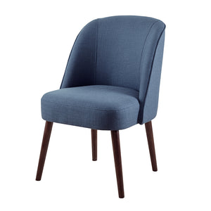 JLA Home Madison Park - Rounded Blue Dining Chair with Wraparound Back, Textured Upholstery, Tapered Legs for Comfort and Style MP100-0153