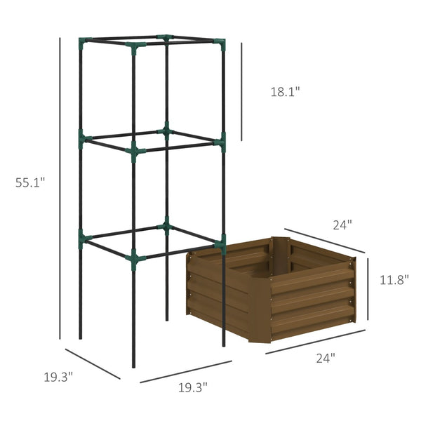 English Elm Garden Galvanized Steel Raised Planter with Integrated Trellis for Climbing Vegetables T3971P422763