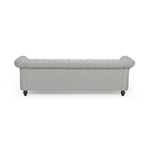 English Elm Christopher Knight Home® - 3 Seater Chesterfield Sofa with Button Tufted Diamond Stitch, Nailhead Accents & Scrolled Arms - Low Profile Grey N771P262584D