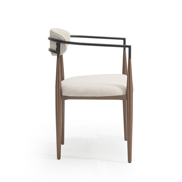 English Elm Dining Arm Chairs Set of 2 Gold Accent Iron Frame Upholstered Modern Minimalist Beige+Black N771P392272H