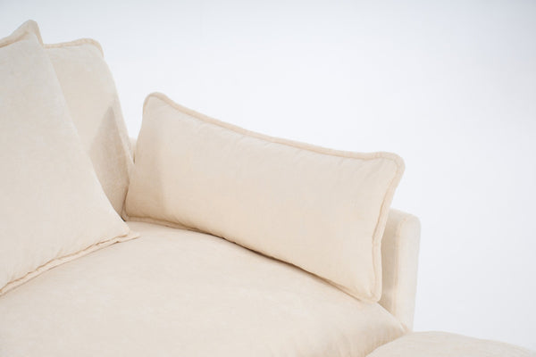 English Elm 39.4" Chenille Club Chair with Ottoman Solid Wood Frame for Living Room or Bedroom Beige W3244P392643