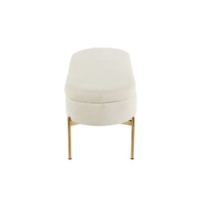 English Elm Contemporary Cream Velvet Storage Bench with Gold Metal Base for Bedroom or Entryway B202P223453