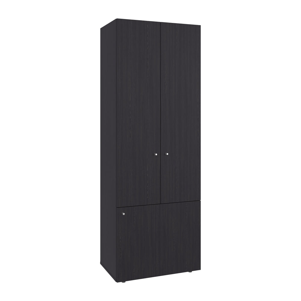 English Elm Home 3 Door Closet System Black – Compact Freestanding Storage with Five Fixed Shelves for Small Rooms and Laundry B070P351124