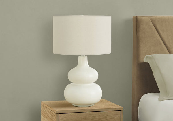 English Elm Lighting, 25" Contemporary Table Lamp With Cream Ceramic Base & Ivory Shade For Stylish Ambiance B2710P220075
