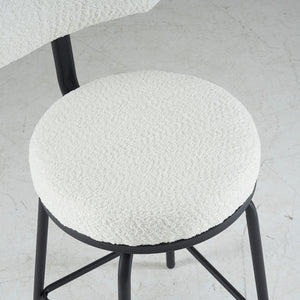 English Elm Modern Bouclé Swivel Bar Stools Set of 2 — Counter Height Fabric Seats with Metal Frame & Footrest, 360° Comfort White W1901P264272