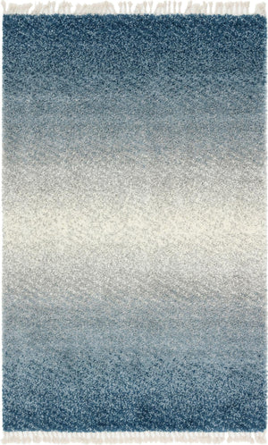 Unique Loom Hygge Shag Gradient Machine Made Gradient Rug Blue, Beige/Ivory 5' 1" x 8' 0"